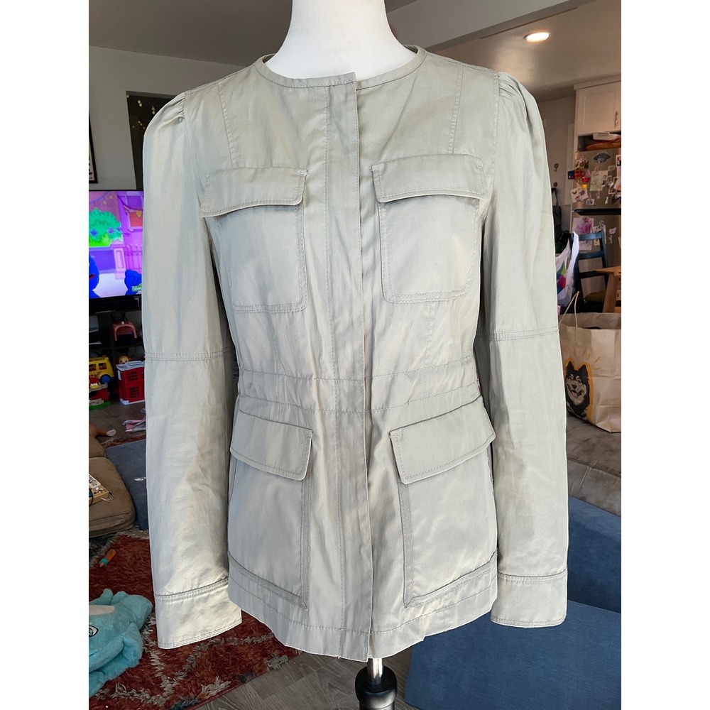 Nordstrom Signature Women Cotton Cargo Utility Jacket Puff Sleeve Quiet Luxury